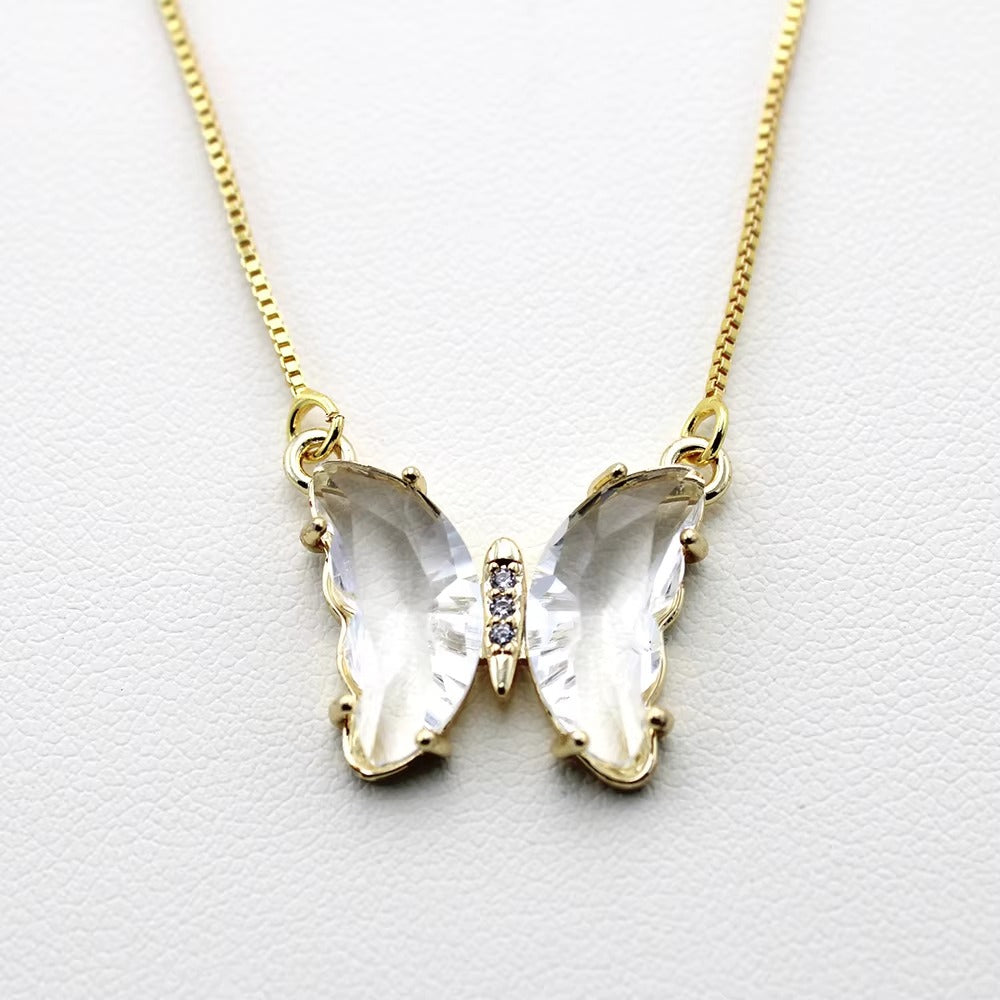 🦋 Aurora Butterfly Crystal Necklace