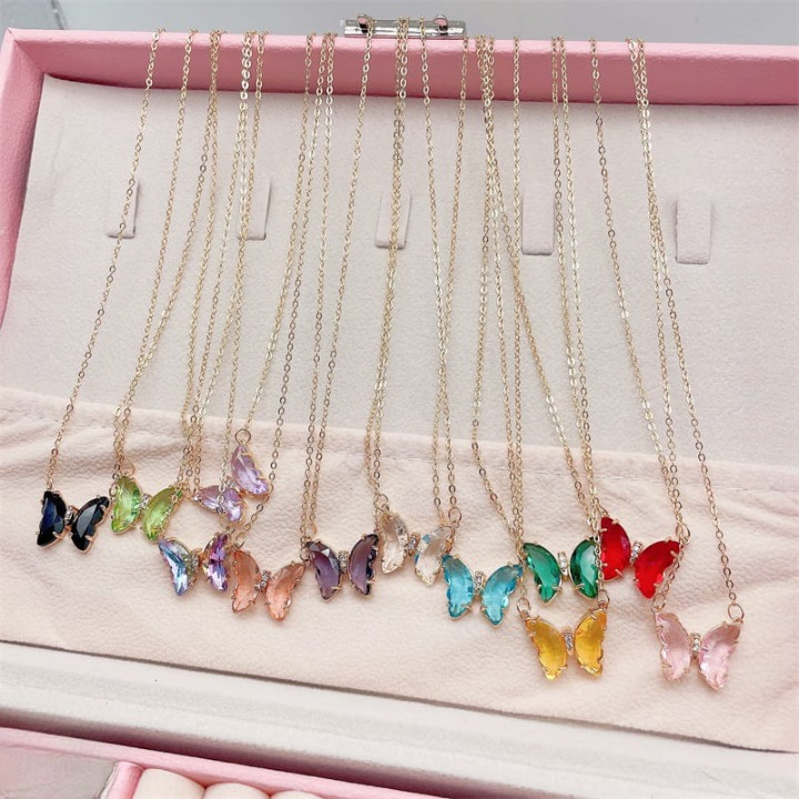 🦋 Aurora Butterfly Crystal Necklace