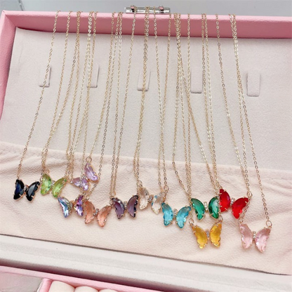🦋 Aurora Butterfly Crystal Necklace