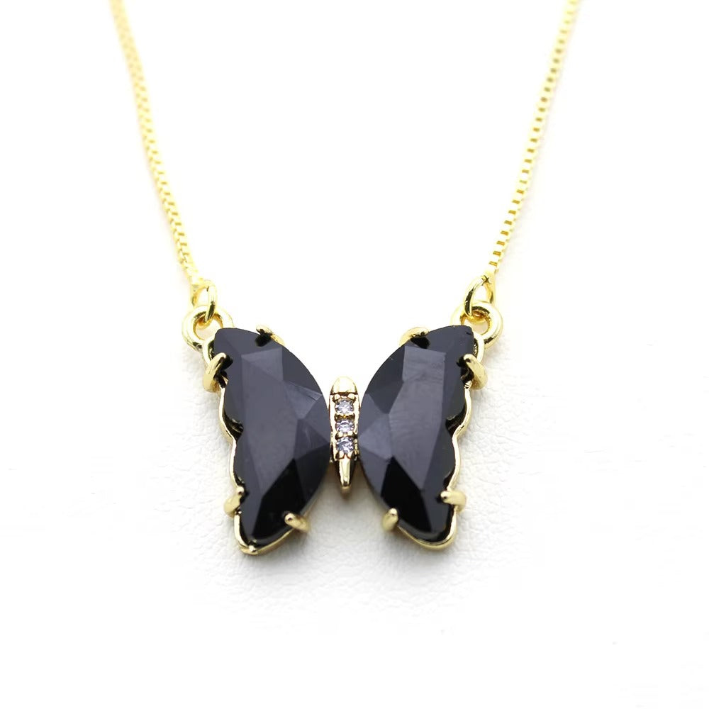 🦋 Aurora Butterfly Crystal Necklace