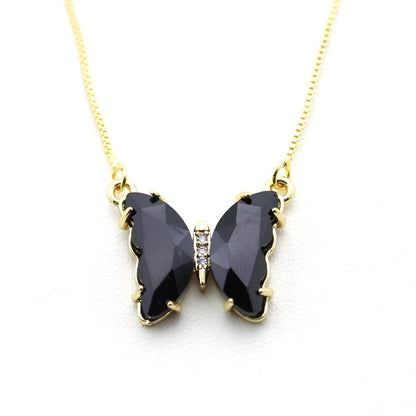 🦋 Aurora Butterfly Crystal Necklace