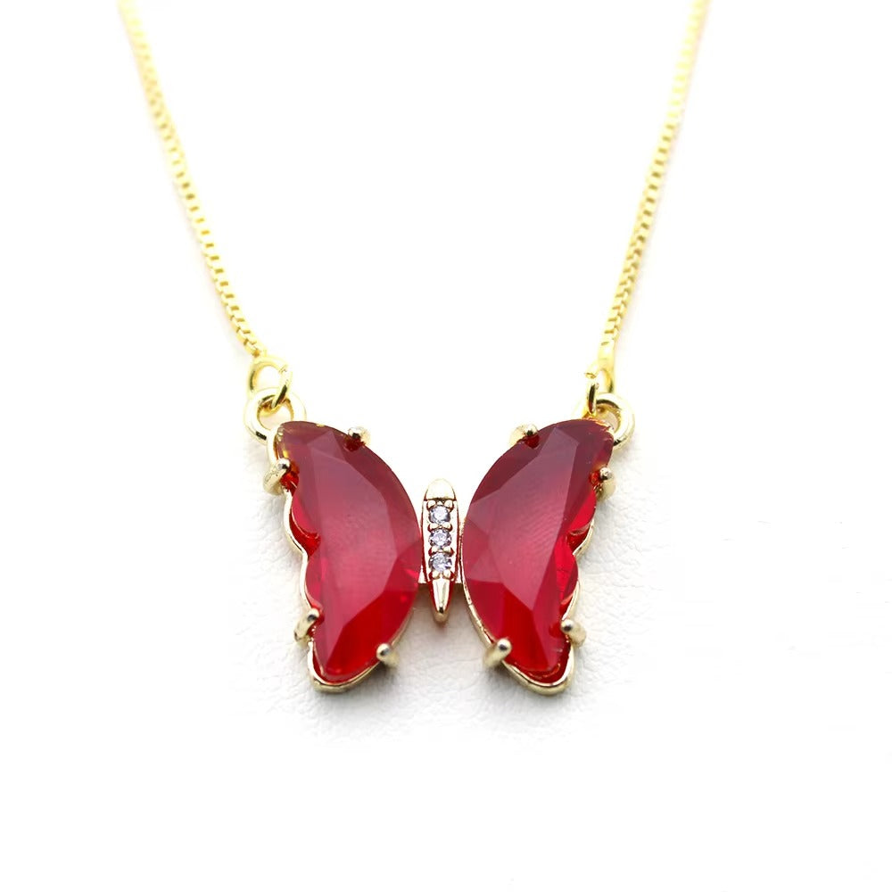 🦋 Aurora Butterfly Crystal Necklace