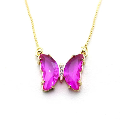 🦋 Aurora Butterfly Crystal Necklace