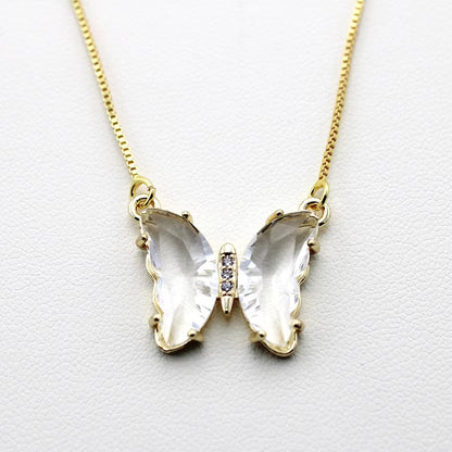 🦋 Aurora Butterfly Crystal Necklace
