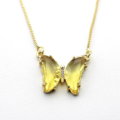 🦋 Aurora Butterfly Crystal Necklace