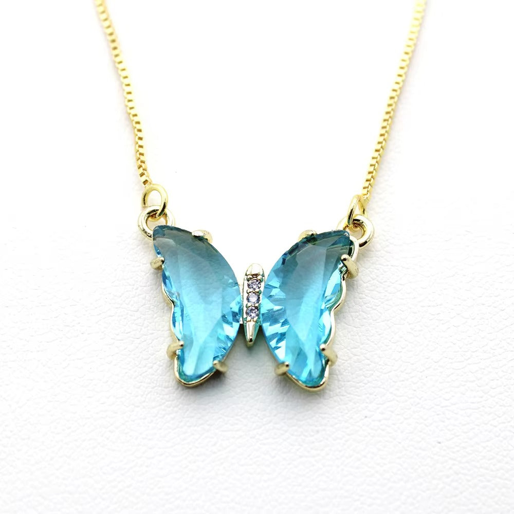 🦋 Aurora Butterfly Crystal Necklace