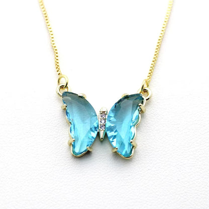 🦋 Aurora Butterfly Crystal Necklace