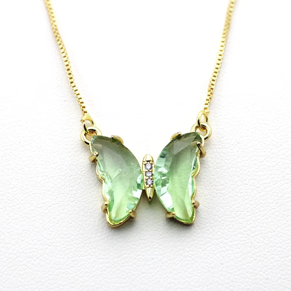 🦋 Aurora Butterfly Crystal Necklace