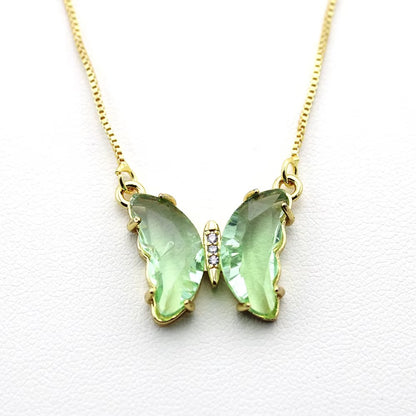 🦋 Aurora Butterfly Crystal Necklace